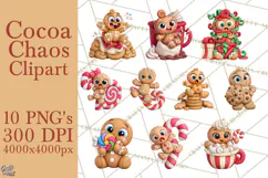Gingerbread Christmas Clipart PNG, Cute Cocoa Characters Product Image 1