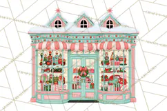 Vintage Pinkmas Storefront Clipart PNG Retro Christmas Product Image 8
