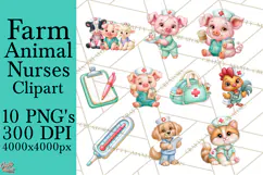 Farm Animal Nurse Clipart PNG | Nursing Sublimation Product Image 1