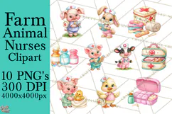 Farm Animal Nurse Clipart PNG | Nursing Sublimation Product Image 1