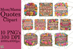 Mom Png | Mama Quotes | Rustic Floral Wood Signs PNG Product Image 1