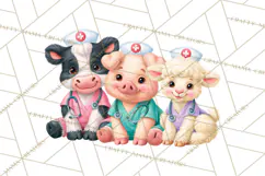 Farm Animal Nurse Clipart PNG | Nursing Sublimation Product Image 3