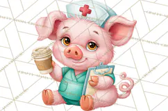 Farm Animal Nurse Clipart PNG | Nursing Sublimation Product Image 5