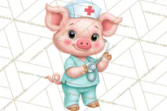 Farm Animal Nurse Clipart PNG | Nursing Sublimation Product Image 6