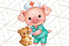 Farm Animal Nurse Clipart PNG | Nursing Sublimation Product Image 7