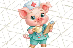 Farm Animal Nurse Clipart PNG | Nursing Sublimation Product Image 7