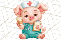 Farm Animal Nurse Clipart PNG | Nursing Sublimation Product Image 7