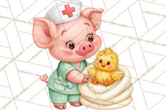 Farm Animal Nurse Clipart PNG | Nursing Sublimation Product Image 10