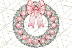 Vintage Pinkmas Props Clipart PNG Retro Ornament Graphic Product Image 8