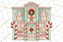 Vintage Pinkmas Storefront Clipart PNG Retro Christmas Product Image 9