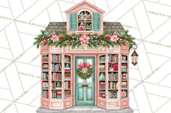 Vintage Pinkmas Storefront Clipart PNG Retro Christmas Product Image 10