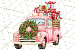 Vintage Pinkmas Storefront Clipart PNG Retro Christmas Product Image 3