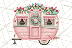 Vintage Pinkmas Storefront Clipart PNG Retro Christmas Product Image 4
