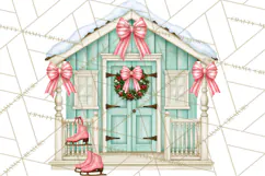Vintage Pinkmas Storefront Clipart PNG Retro Christmas Product Image 5