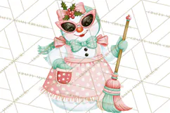 Vintage Pinkmas Clipart PNG Retro Pink Santa Characters Product Image 5