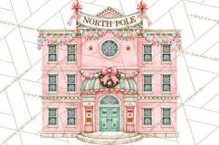 Vintage Pinkmas Storefront Clipart PNG Retro Christmas Product Image 7