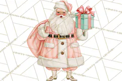 Vintage Pinkmas Clipart PNG Retro Pink Santa Characters Product Image 7