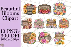Beautiful Blooms Inspirational Floral PNG Clipart Product Image 1