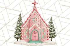 Vintage Pinkmas Storefront Clipart PNG Retro Christmas Product Image 9