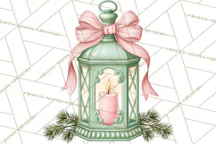 Vintage Pinkmas Props Clipart PNG Retro Ornament Graphic Product Image 8