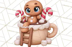 Gingerbread Christmas Clipart PNG, Cute Cocoa Characters Product Image 8
