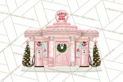 Vintage Pinkmas Storefront Clipart PNG Retro Christmas Product Image 10