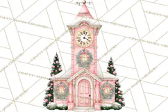 Vintage Pinkmas Storefront Clipart PNG Retro Christmas Product Image 11