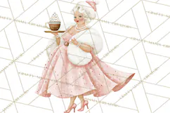 Vintage Pinkmas Clipart PNG Retro Pink Santa Characters Product Image 11