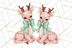 Vintage Pinkmas Clipart PNG Retro Pink Santa Characters Product Image 3
