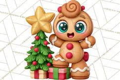 Gingerbread Christmas Clipart PNG, Cute Cocoa Characters Product Image 3