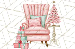 Vintage Pinkmas Storefront Clipart PNG Retro Christmas Product Image 3