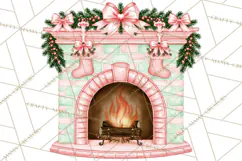 Vintage Pinkmas Storefront Clipart PNG Retro Christmas Product Image 4
