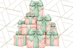 Vintage Pinkmas Props Clipart PNG Retro Ornament Graphic Product Image 5