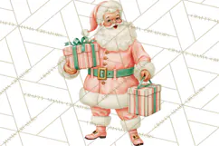 Vintage Pinkmas Clipart PNG Retro Pink Santa Characters Product Image 5