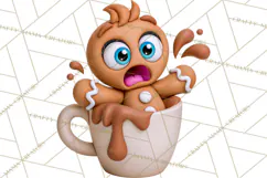 Gingerbread Christmas Clipart PNG, Cute Cocoa Characters Product Image 5