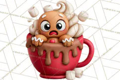 Gingerbread Christmas Clipart PNG, Cute Cocoa Characters Product Image 6