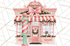 Vintage Pinkmas Storefront Clipart PNG Retro Christmas Product Image 6