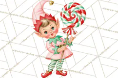 Vintage Pinkmas Clipart PNG Retro Pink Santa Characters Product Image 6