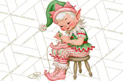 Vintage Pinkmas Clipart PNG Retro Pink Santa Characters Product Image 7