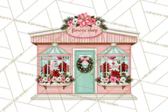 Vintage Pinkmas Storefront Clipart PNG Retro Christmas Product Image 7