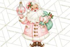 Vintage Pinkmas Clipart PNG Retro Pink Santa Characters Product Image 8
