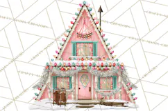 Vintage Pinkmas Storefront Clipart PNG Retro Christmas Product Image 8