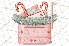 Vintage Pinkmas Props Clipart PNG Retro Ornament Graphic Product Image 2