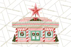 Vintage Pinkmas Storefront Clipart PNG Retro Christmas Product Image 9