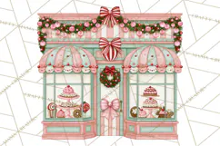 Vintage Pinkmas Storefront Clipart PNG Retro Christmas Product Image 10