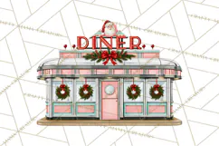 Vintage Pinkmas Storefront Clipart PNG Retro Christmas Product Image 11