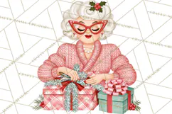 Vintage Pinkmas Clipart PNG Retro Pink Santa Characters Product Image 11