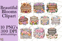 Beautiful Blooms Inspirational Floral PNG Clipart Product Image 1