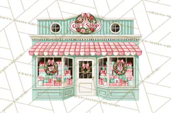 Vintage Pinkmas Storefront Clipart PNG Retro Christmas Product Image 2