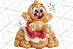 Gingerbread Christmas Clipart PNG, Cute Cocoa Characters Product Image 2
